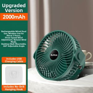 BIAOTU | Wall-mounted Rechargeable Portable Fan for Bathrooms Bedrooms Dorms with Long Battery Life Air Circulation