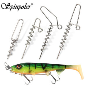 Spinpoler Soft Fishing Lure Pins Multi-Depth Screw System For Shad Worm Softbait Pin Screw Stainless Steel Spring Needle 20pcs