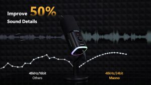 Maono pd100x RGB USB & Micro điện động khử tiếng ồn chơi game microphone cho PC USB-C điện thoại di động mic Streaming Micro cho Mixer Card âm thanh giao tiếp âm thanh với phần mềm