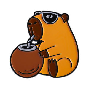 No Troubles Just Bubbles Enamel Pins Kawaii Capybara Drinking Boba Tea Beer Animal Brooch Lapel Badge Jewelry Gifts for Friends