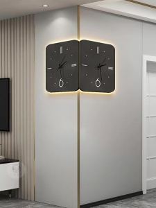 LTNS | Modern Quiet Wall Mount Clock With Night Light Dual-sided Display
