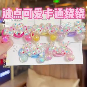 2 Pieces Cute Polka Dot Cartoon Elastic Hair Bands for Kids Girls Hair Accessories Children Hair Ropes