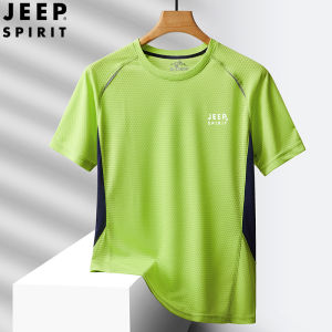 JEEP SPIRIT Mens T-shirt Extra Large New Round Neck T-shirt Sports T-shirt Refreshing and Breathable Tank Top Outdoor Running Fitness Quick Drying Short sleeved T-shirt For Mens