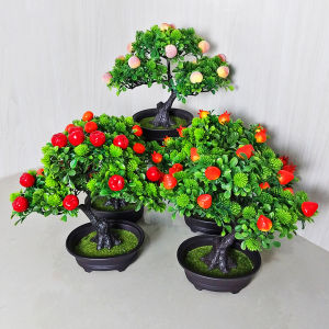 Azgalery PBP162 Tanaman Hias Pot Bunga Bonsai Buah Plastik Artificial Fruit Ornamen Hiasan Dekorasi Rumah COD