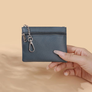 Korean Style Mini Coin Purse Small Handbag Simple Design Zipper Key Card Holder Vegetable Buying Bag Square Shape PU Leather