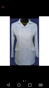 SERAGAM PDH.BAJU ASN PUTIH.SAKU BAWAH TUTUP..KAIN AMERICAN LENGAN PANJANG BODY CEWEK