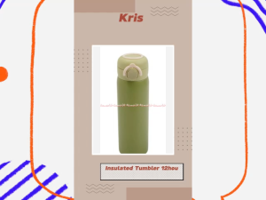 Kris 450ml Insulated Tumbler Botol Minum Termos Tahan Lama Panas Dingin 12-24jam Krisbow Warna Hijau Broken White Ungu Purple 450 ml