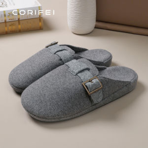 Dép Đi Trong Nhà Mùa Thu Đông Chống Trượt Đơn Giản Cho Nam Dép Đi Trong Nhà Bằng Vải Cotton Pha Trộn Đế Cao Su TPR