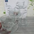 8PCS GELAS TEA CUP MOTIF  KRISTAL DAN TATAKAN(1SET). 