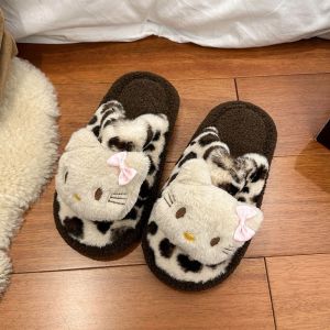 Dép Bông Lông Cừu Mùa Đông Ấm Áp Mới Cho Nữ Dép Bông Cotton Chống Trượt Cho Nữ Sinh Ở Ký Túc Xá Dép Lười Cá Nhân Thoải Mái Cho Phụ Nữ