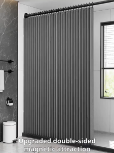 TOAO 120cm/180cm Foldable Shower Curtain Waterproof with Rod Set for Bathroom Makapal Thick Washable Cloth