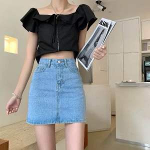 [Beevalue] Rok Denim Wanita Pendek Polos Kasual Highwaist | Rok Mini Jeans Wanita | Rok Pendek Jeans Premium (001)