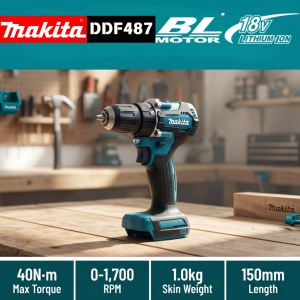 Makita | Makita DDF487 Slim 18V LXT Brushless Drill Driver Portable Tool For Cabinet Assembly Household Hardware Maintenance