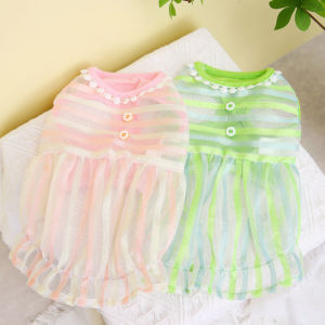 DY Loving Summer Dog Gauze Dress Silky Band Shihtzu Sleeveless Skirt Mesh Cool Transparent Poodle Dress