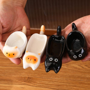 Cute Cartoon Cat Ceramic Sauce Dish Small Home Use Hot Pot Seasoning Plate Hand-Painted Soup Bowl Irregular Shape Child-Friendly