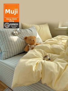 WUYINLIANGPIN | Bộ Đồ Chăn Ga Gối 4 Món Phong Cách Hoạt Hình 100% Cotton