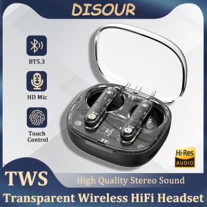 DISOUR TWS Bluetooth 5.3 Transparent Wireless Headset With Microphone Smart Touch Control Stereo Music Earbuds High Quality In Ear Headphone For Samsung Huawei OPPO Cell Phones