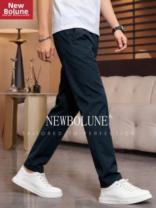 NEW BOLUNE | Slim Fit Trousers Straight Leg Casual
