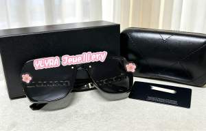 [High Quality] Black Gold Chain Square Sunglasses 黑金链条大方框墨镜