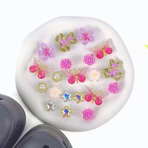 20PCS Shoe Charms Set Purple Butterfly Cherry Blossom Bear Pentagram Shoe Decorati Buckle for Sandals Clogs DIY Accessories Gift