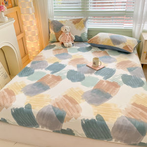 Nordic Style All Cotton Fitted Sheet One-Piece Florals Double Pure Cotton Bedspread All Inclusive Non-Slip Bed Cover Bed Sheets Mattress Cover