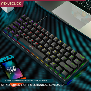 NexusClick K620 Mini Wired Mechanical Keyboard61 Key Hot-Swap Custom KeyboardType-C Cable PBT Keycap Gaming Compurter Keyboard