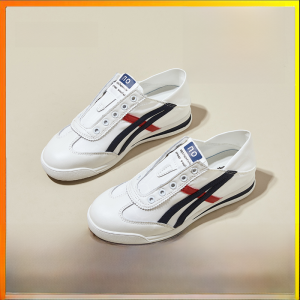 Casual Canvas Slip-On Shoes Womens Low-Top round Toe Rubber Outsole Color Block Design Happy Agreement Brand New 2021 Summer