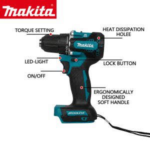 Makita | MAKITA DDF487 10mm Chuck 18V Lithium Ion Mini Electric Drill Two Speed Adjustment Rechargeable High Torque Hand Drill
