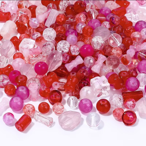 50g Assorted Glass Beads Cracked Spacer Beads Set Craft Beading Bulk for Jewelry Making DIY Craft Bracelets Necklace Key Chains