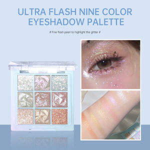 Eyeshadow Palette 9 Warna Powder Texture Highlighter Pallete Korean Eyeshadow Palet Fashion Makeup Eyeshadow Pallet All In One Highliter Blush On Glitter-🌹Tamia