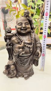 Tượng Di Lặc Ngũ Phúc Đứng Bằng Đồng Phong Thủy Đen Bóng 18x15x33cm - Phụ Kiện Trang Trí Nhà Cửa