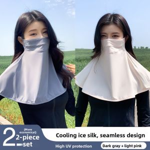 MiiOW | Cat Woman Ice Silk Integrated Sunshade Mask Womens Summer Cycling Neck Protection Full Face UV Protection Neck Cooling Mask