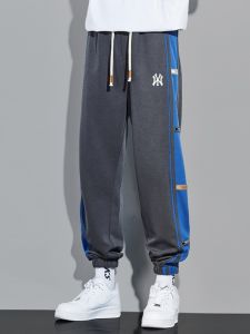 Quần Dài Nam Ống Rộng Cạp Cao Mùa Thu Đông Quần Thể Thao Lót Lông Cừu Thường Ngày Cho Cặp Đôi Quần Dài Thường Ngày