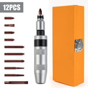 12PCS CR-V Manual Impact Screwdriver Set Reversible Driver with 10 Bits PH/SL/Spiral Screw Extractor Auto Motorcycle Home Repair