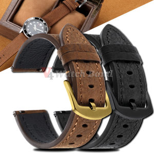 Black Gold Buckle Watch Strap 20mm 22mm Vintage Dark Brown Watch Band Universal Sport Bracelets for Rolex for Seiko Wristband