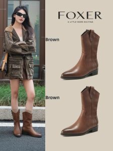 FOXER | Vintage Cowgirl Thick Heel Pointed Toe Ankle Boots