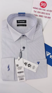 [Việt Tiến Sale] Sơ Mi Dài Tay - Regular Fit (dáng áo hơi ôm gọn gàng mà vẫn thoải mái)- Vạt Bầu - Màu Trắng kẻ sọc - size 40 (lẻ size)