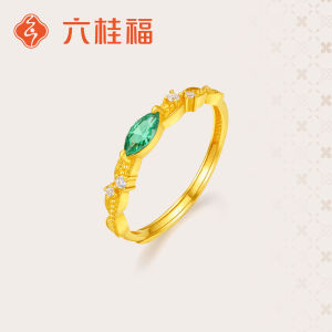 Flexible Opening Gold Ring With Green Jadeite Design Real Gold