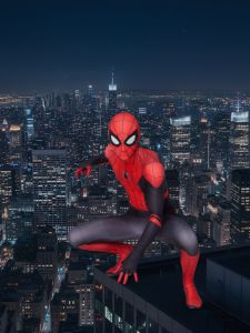 ชุดคอสเพลย์สไปเดอร์แมนสำหรับเด็กชายและเด็กหญิง ชุดจั๊มสูทสแปนเด็กซ์ ชุดแฟนซีฮาโลวีน ชุดบอดี้สูทเด็ก พร้อมที่คลุมศีรษะแบบแยกชิ้น ชุดสำหรับงานปาร์ตี้