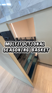 DHM ATELIER Aluminium Alloy 3 Tier Kitchen Base Cabinet Seasoning Basket With Cutlery Knife Basket