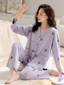 JIALEFEN | Autumn Suitable Cotton Plus Size Long Sleeve Sleepwear