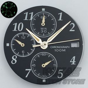 29mm Luminous VK67 Watch Dial Hand Set Fit VK67 Quartz Chronograph Movement Watches