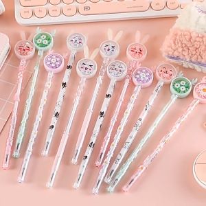 SK-A90 Pulpen Gel Bunny 0.5mm Pena Gel Pastel Alat Tulis Karakter / Pena Daisy Pena Kupu Payet Glite