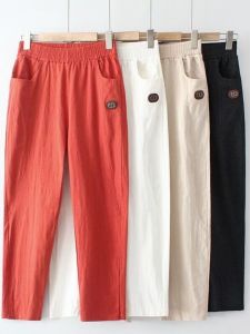 Big Sale Cotton and Linen Womens Pants Summer Thin High Waist Slimming and Straight Casual Pants New Arrival Loose Plus Size Cropped Harem Pants