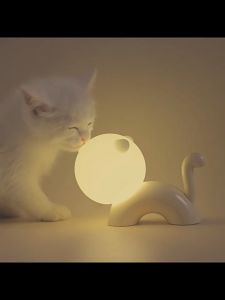 Cute Cat Night Lamp Light Rechargeable Creative Healing Atmosphere Light Wake Up Bedroom Bedside