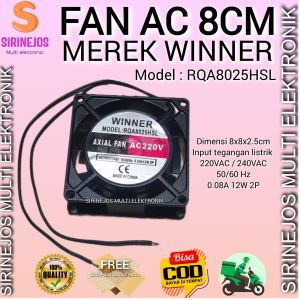 COOLING FAN AC 8CM KIPAS AC 220V KIPAS AC 220V 8CM X 8CM MEREK WINNER