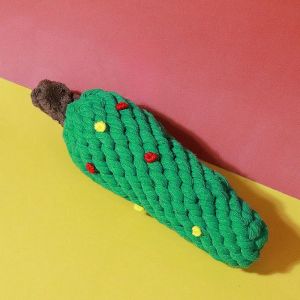 Pets Christmas Supplies Dog Squeakey Chew Toys Cotton Ropes Knot Molar Bite Toy Funny Cute Puppies Interactive Toy Xmas Gift