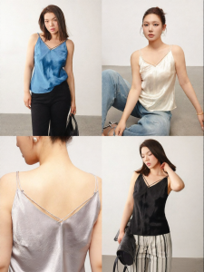 Shiny Flowing Acetate Skinny Waist Comfortable Tank Top