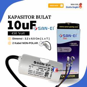 CAPASITOR 10uF / KAPASITOR POMPA AIR SAN-EI 10uF BULAT / KAPASITOR POMPA AIR BULAT