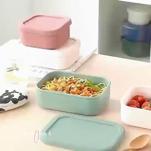 2 Grid Silicone Foldable Lunch Box With tableware 可折叠2格硅胶饭盒附送餐具Collapsible Microwave BPA 3 grid Compartments